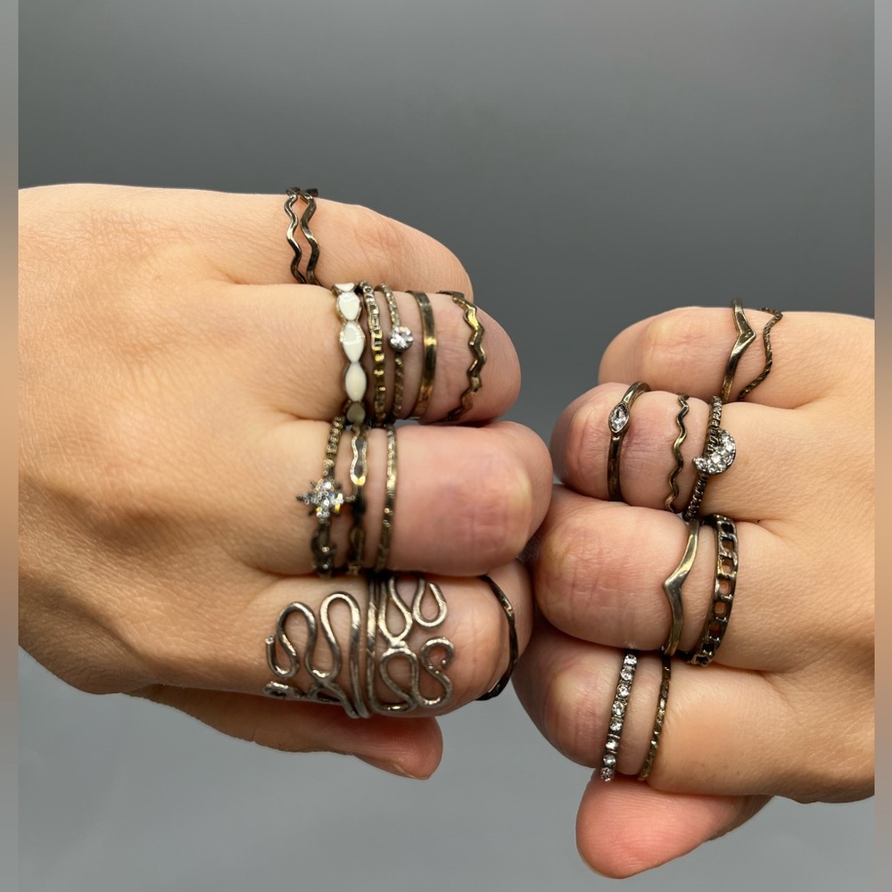 Stackable Rings Lot Punk Rock Vintage Goth Boho Fashion Jewelry